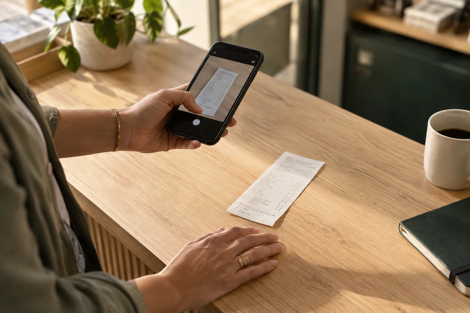 A receipt being photographed for digital capture